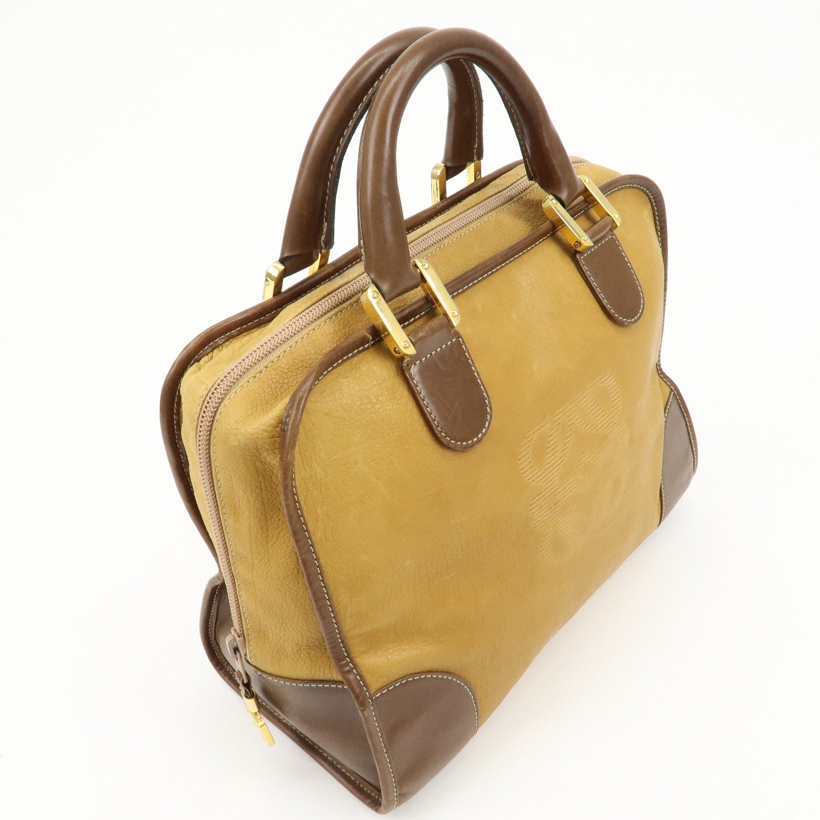 LOEWE Anagram Suede Leather Amazona 32 Hand Bag Brown Used