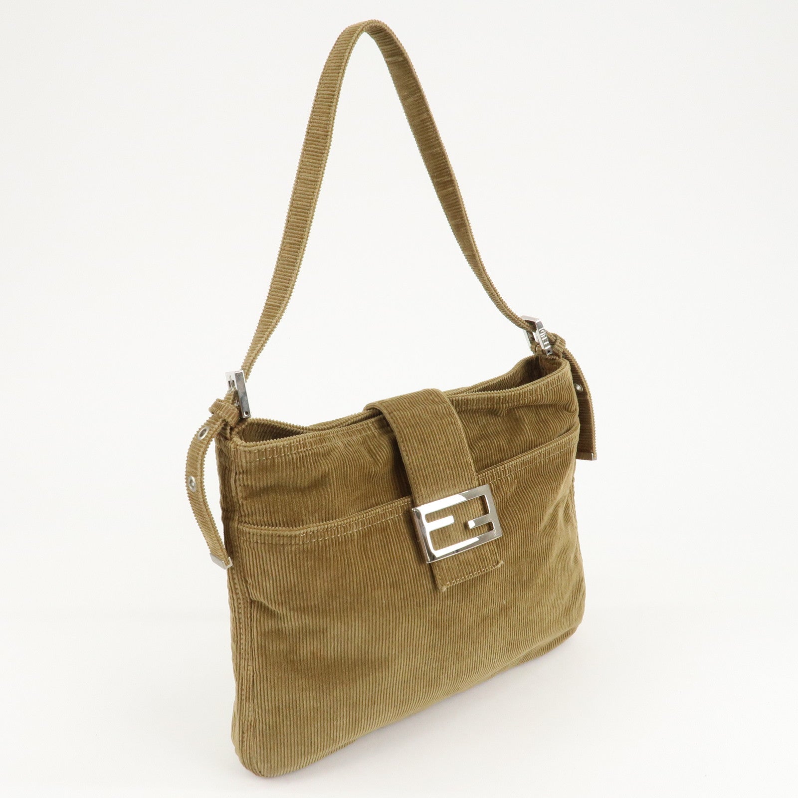 FENDI Corduroy Shoulder Bag Hand Bag Brown 26727 Used