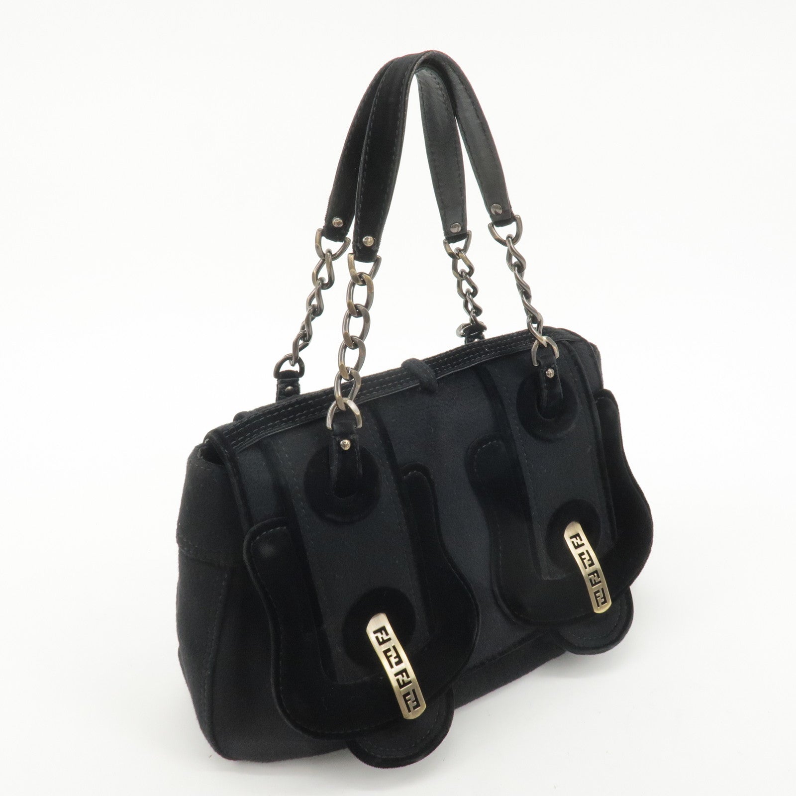 FENDI Chain Shoulder Bag Wool Leather Shoulder Bag 8BN165 Used