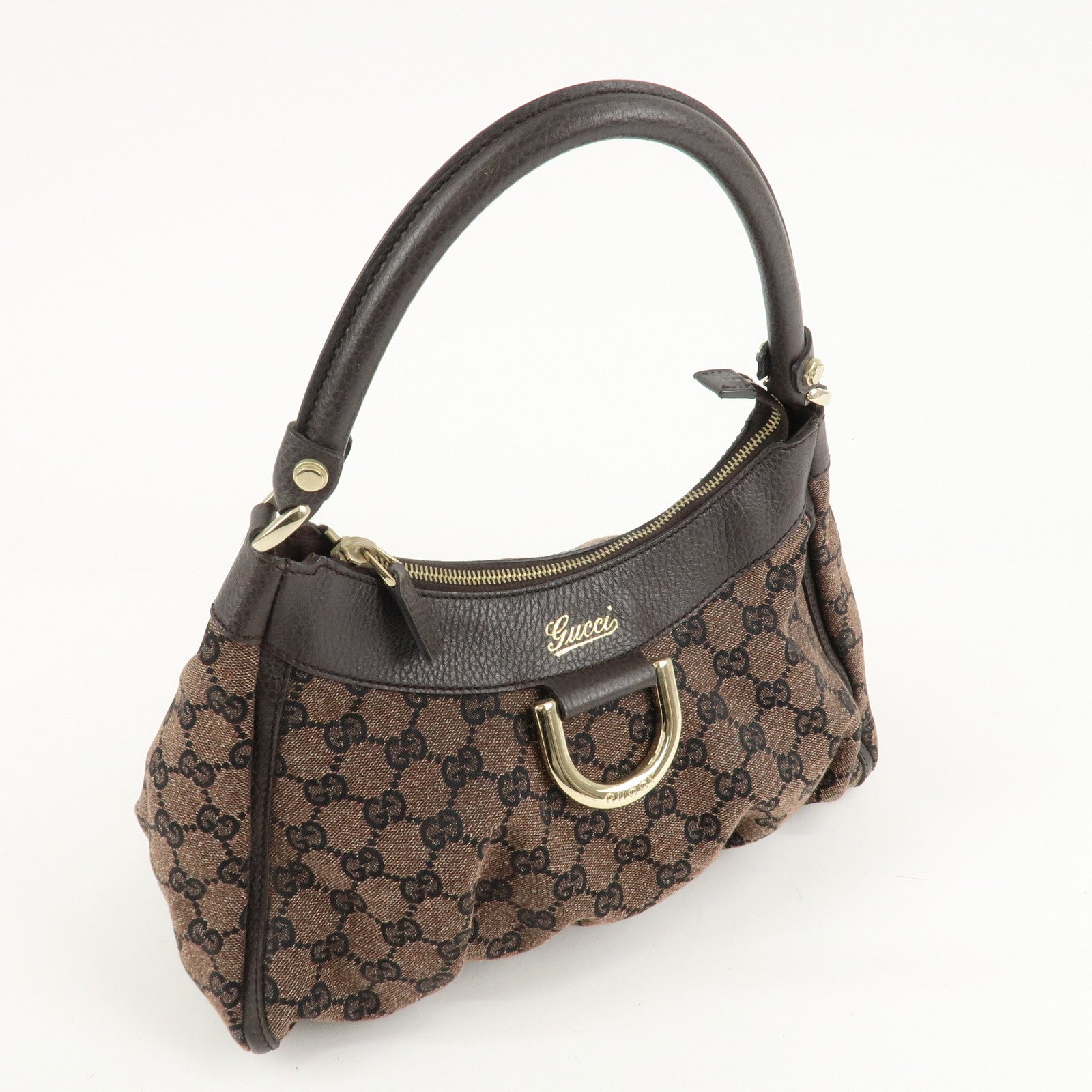GUCCI Abbey GG Canvas Leather Shoulder Bag Black 265692 Used