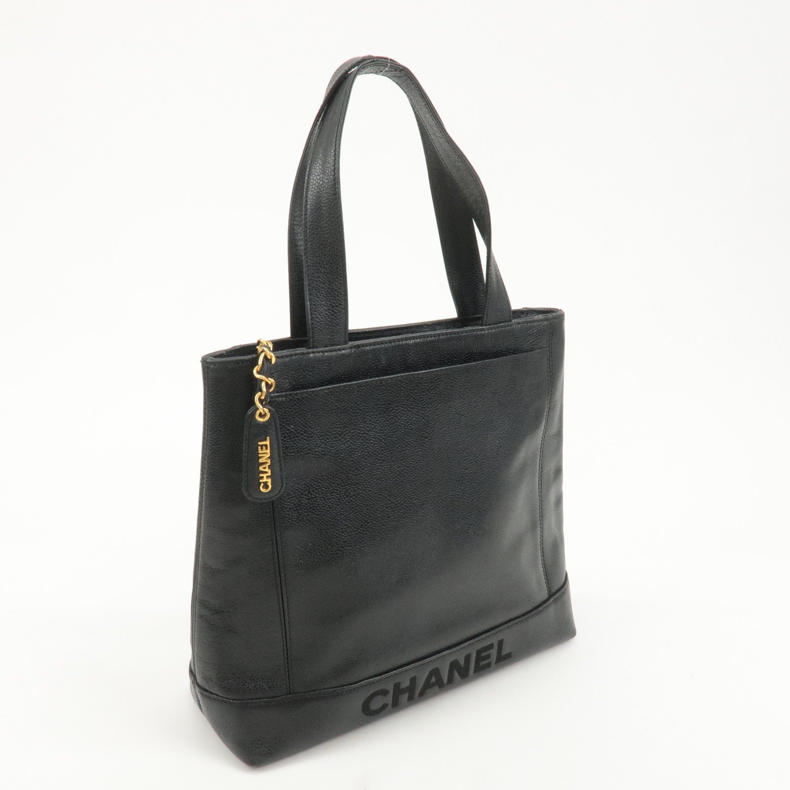 CHANEL Caviar Skin Tote Bag Shoulder Bag Hand Bag Black Used