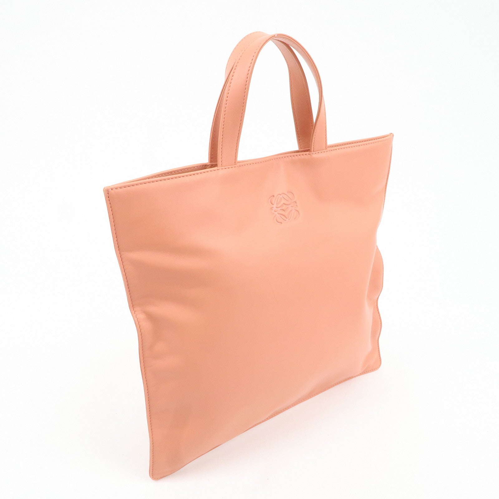 LOEWE Anagram Leather Tote Bag Hand Bag Pink Used