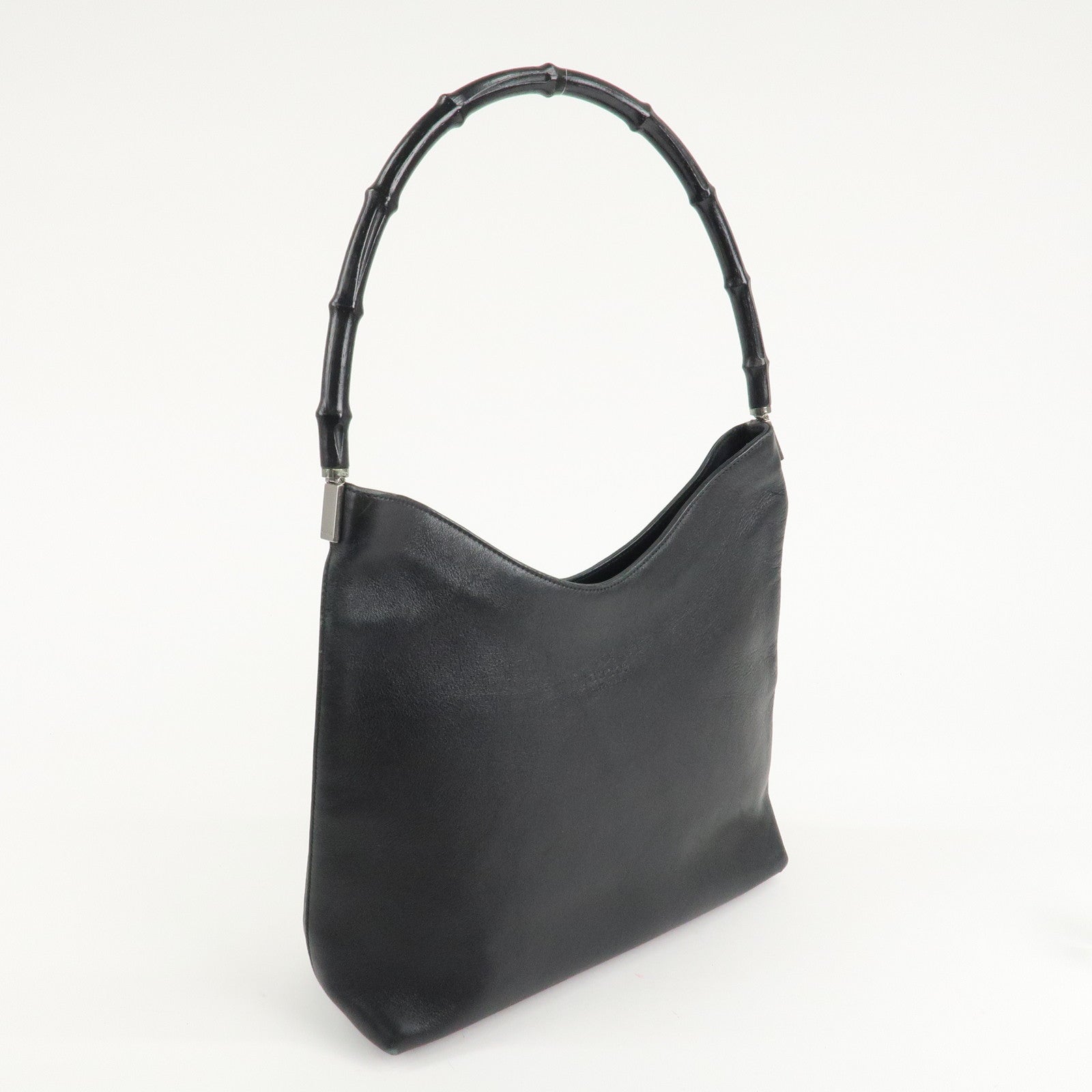 GUCCI Bamboo Leather One-Shoulder Bag Balck 001.3244.001998 Used