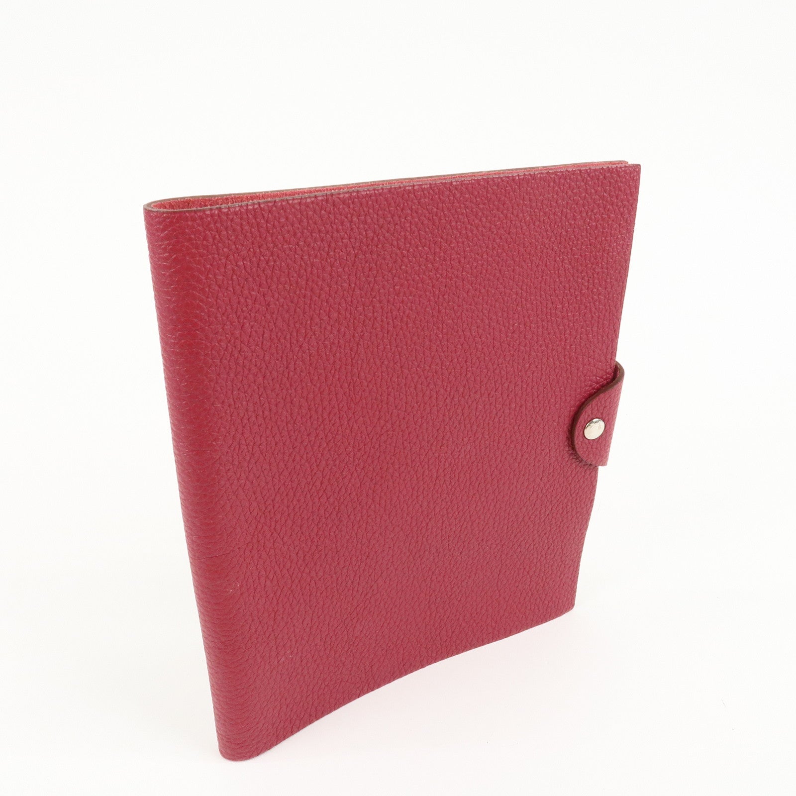 HERMES Togo Leather Ulysse MM □N Stamped Notebook Cover Ruby Used