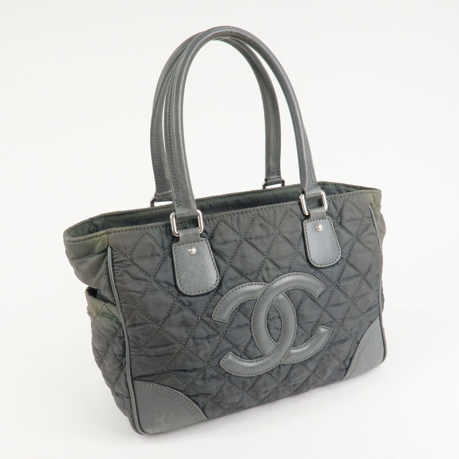 CHANEL Paris New York Line Wild Stitch Nylon Leather Tote Bag Used