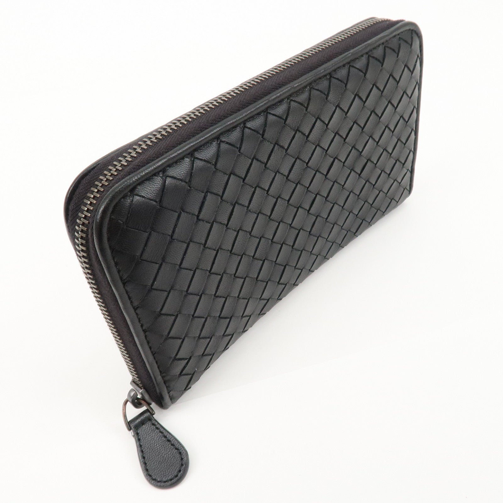 BOTTEGA VENETA Intrecciato Leather Round Zipper Long Wallet 114076 Used