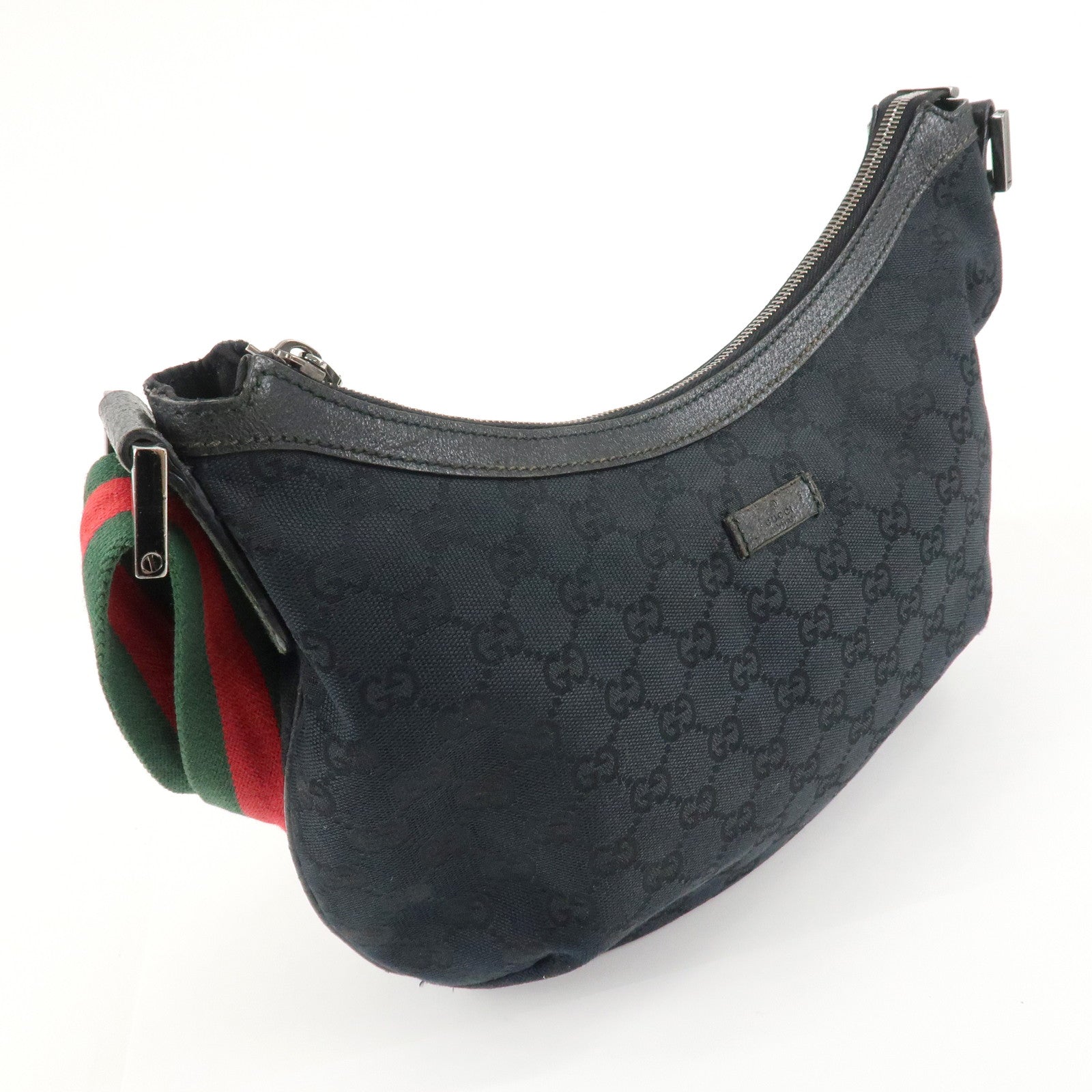 GUCCI Sherry GG Canvas Leather Shoulder Bag Black 181092 Used