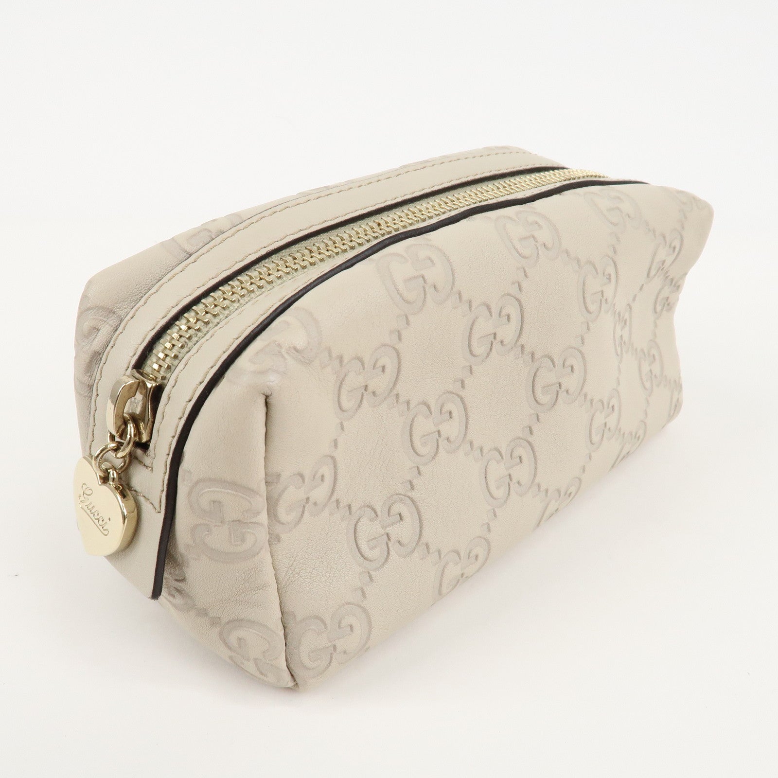 GUCCI Guccissima Leather Pouch Cosmetic Pouch Ivory 153228 Used