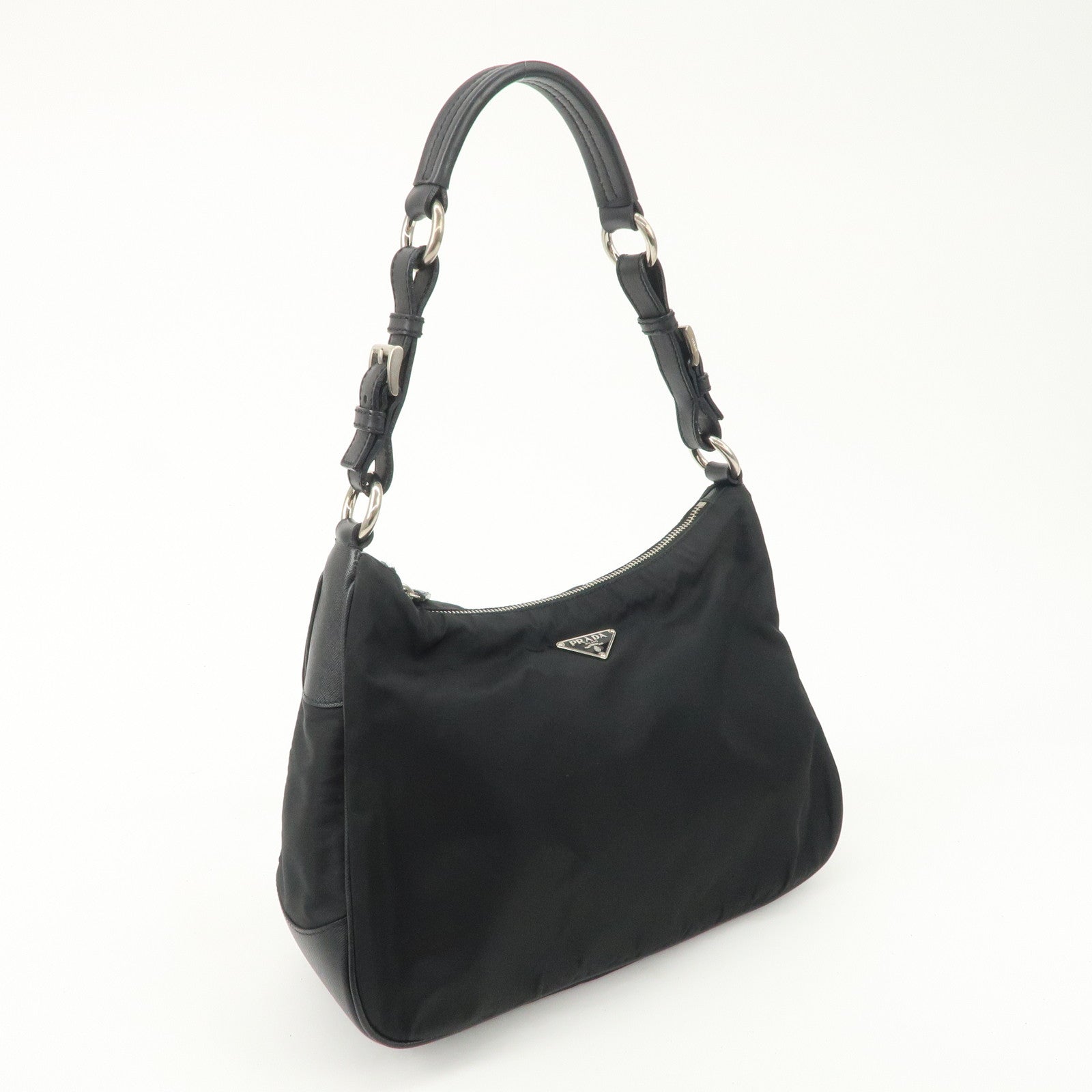 PRADA Nylon Leather Shoulder Bag Black BR2585 Used