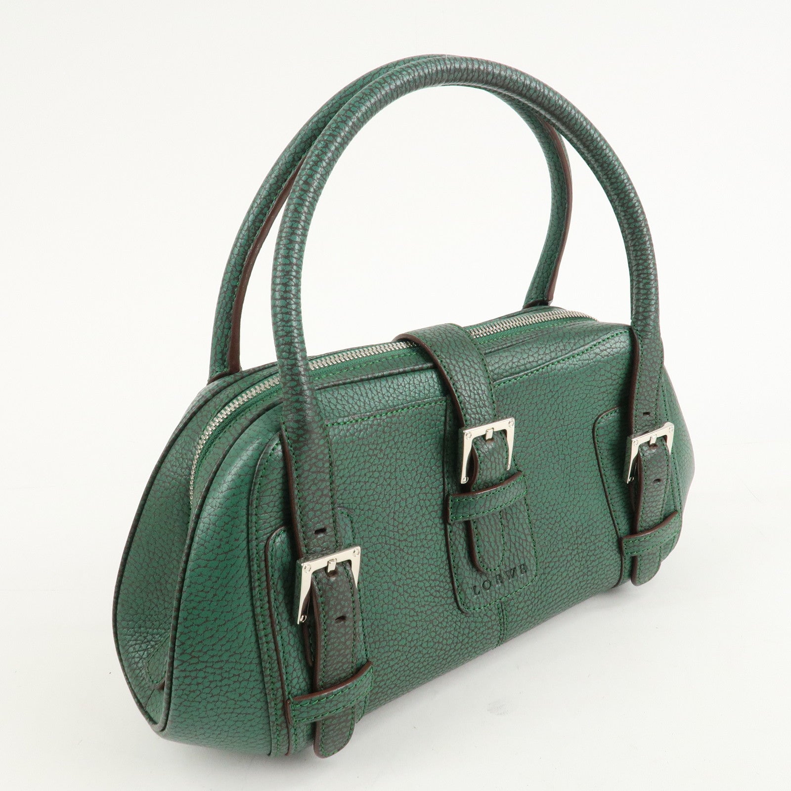 LOEWE Senda Leather Shoulder Bag Hand Bag Green Used