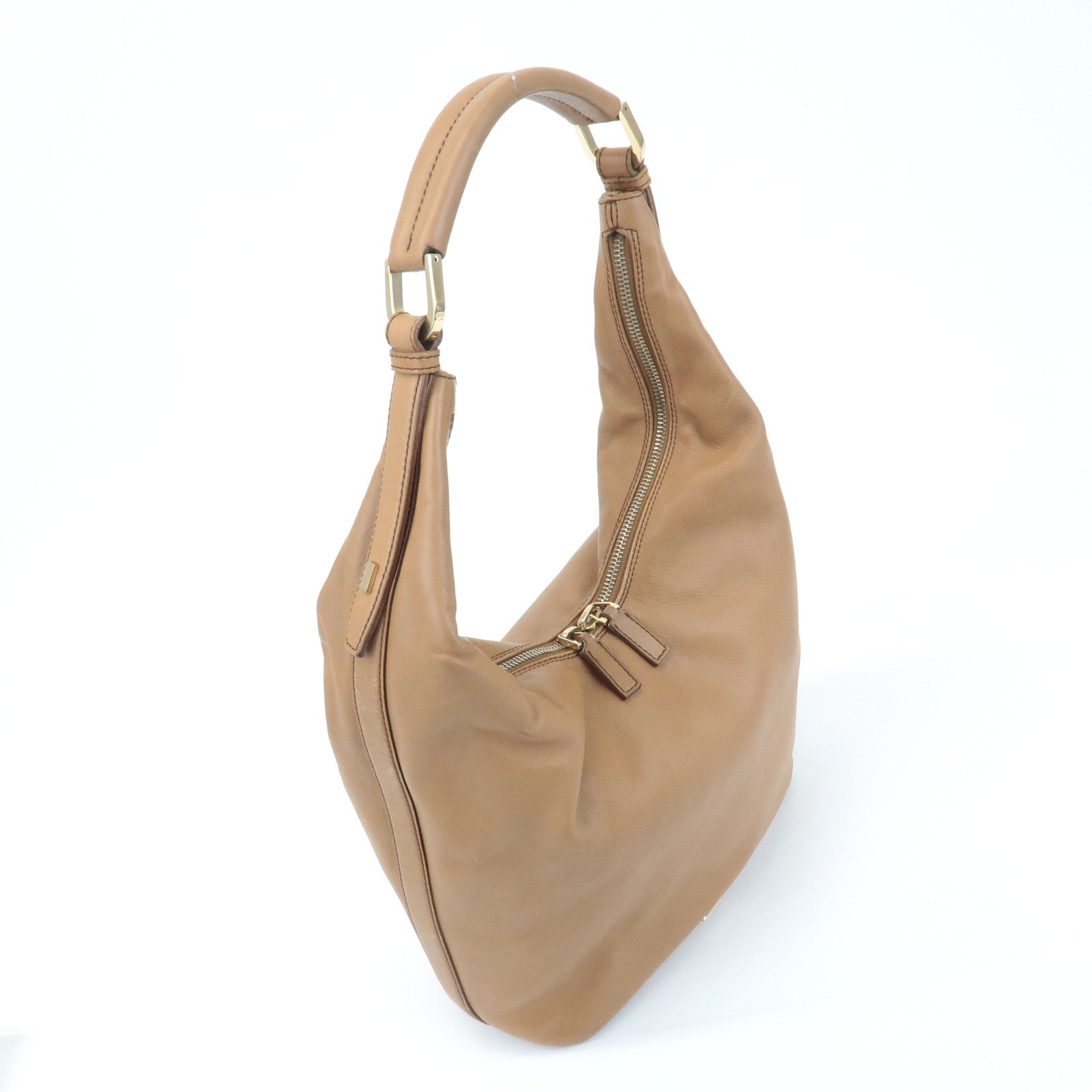 GUCCI Leather One Shoulder Bag Beige 001.4288 Used
