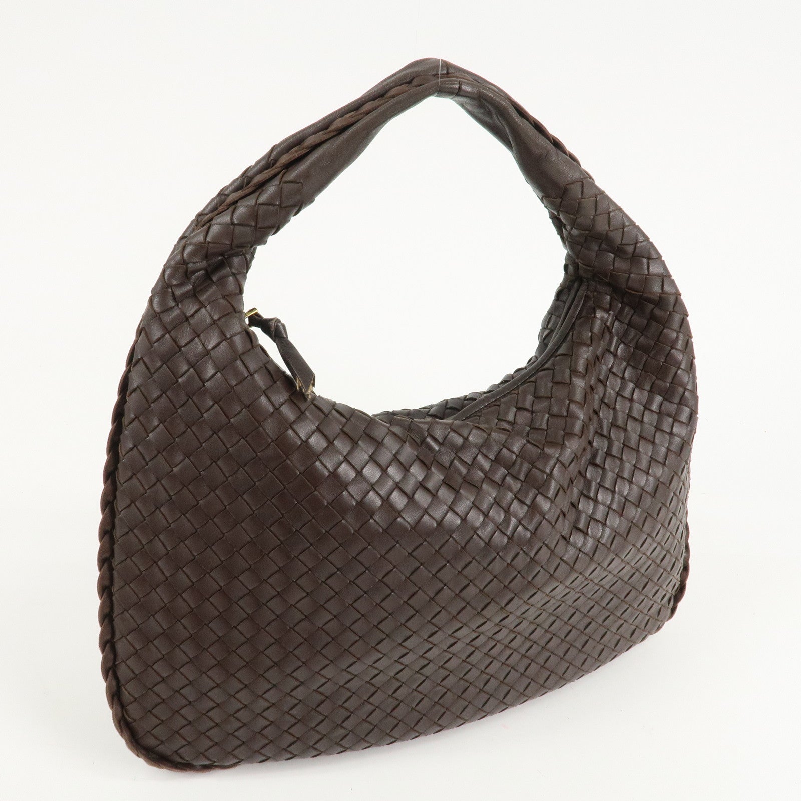 BOTTEGA VENETA Hobo Intrecciato Leather Shoulder Bag Brown 115653 Used