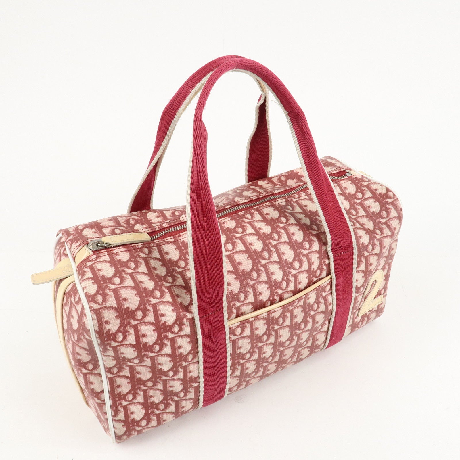 Christian Dior Trotter No.2 PVC Patent Leather Boston Bag Red Used