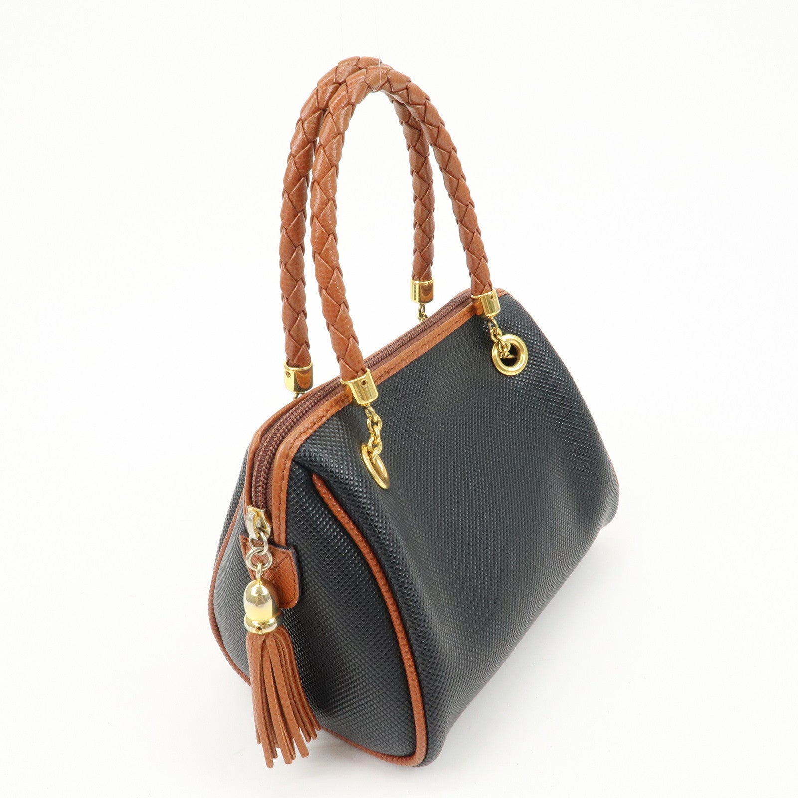 BOTTEGA VENETA Intrecciato PVC Leather Marco Polo Tassel Hand Bag Used