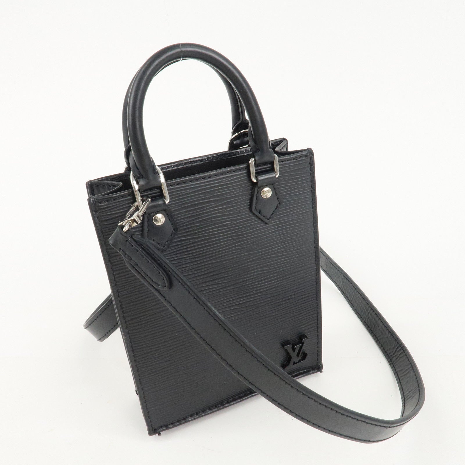 Louis Vuitton Epi Petit Sac Plat Hand Bag Noir Black M69441 Used