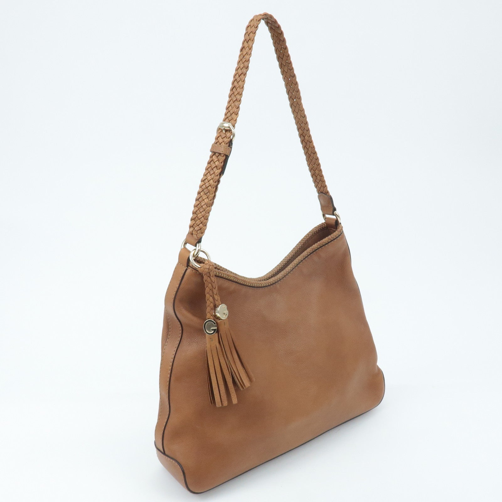 GUCCI Marrakech Leather Shoulder Bag Brown 257026 Used