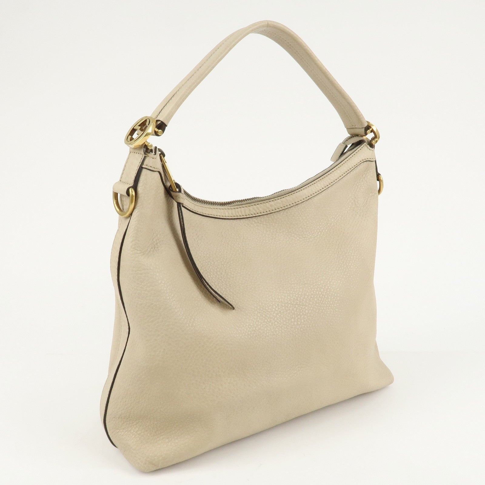 GUCCI Miss GG Leather Shoulder Bag Hand Bag Ivory 326514 Used