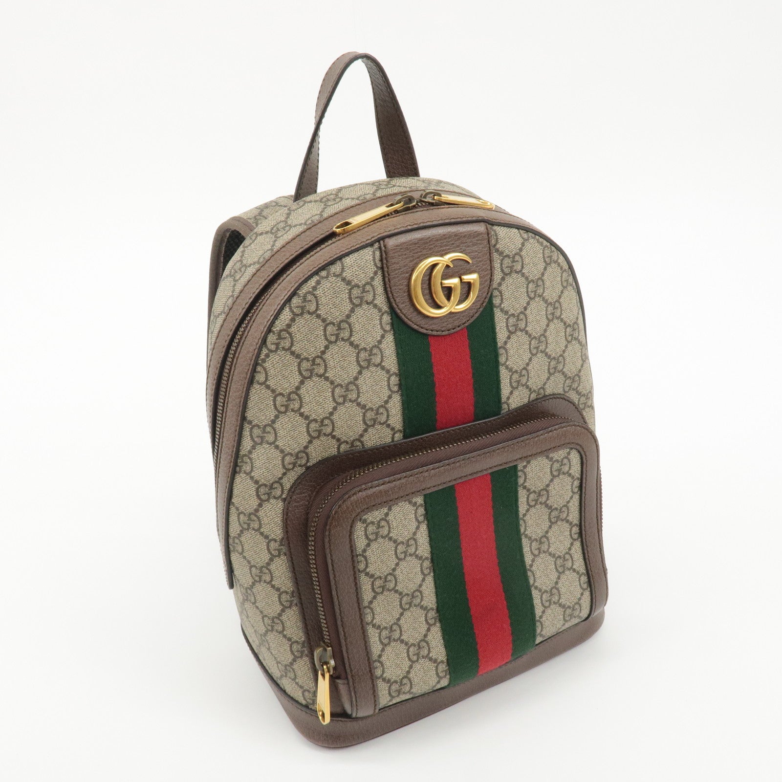 GUCCI Ophidia Sherry GG Supreme Leather Small Backpack 547965 Used