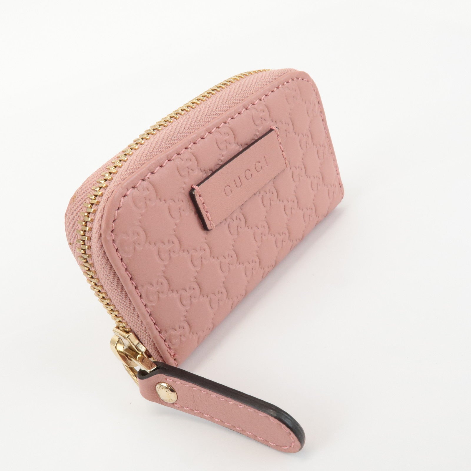 GUCCI Micro Guccissima Leather Mini Coin Case Pink 449896 Used