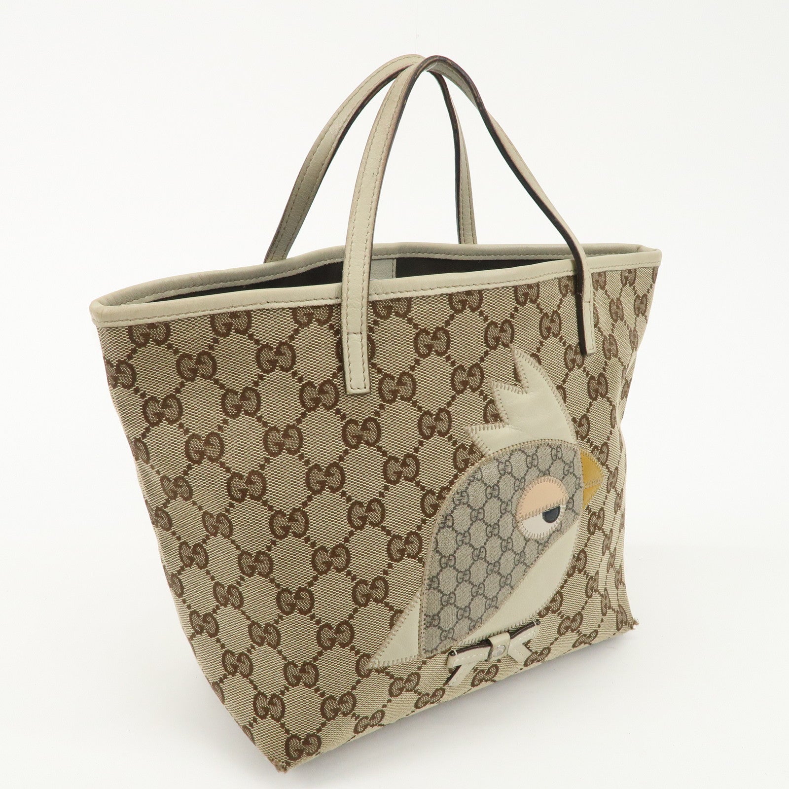 GUCCI Children's ZOO GG Canvas Leather Papagallo Tote Bag 271101 Used