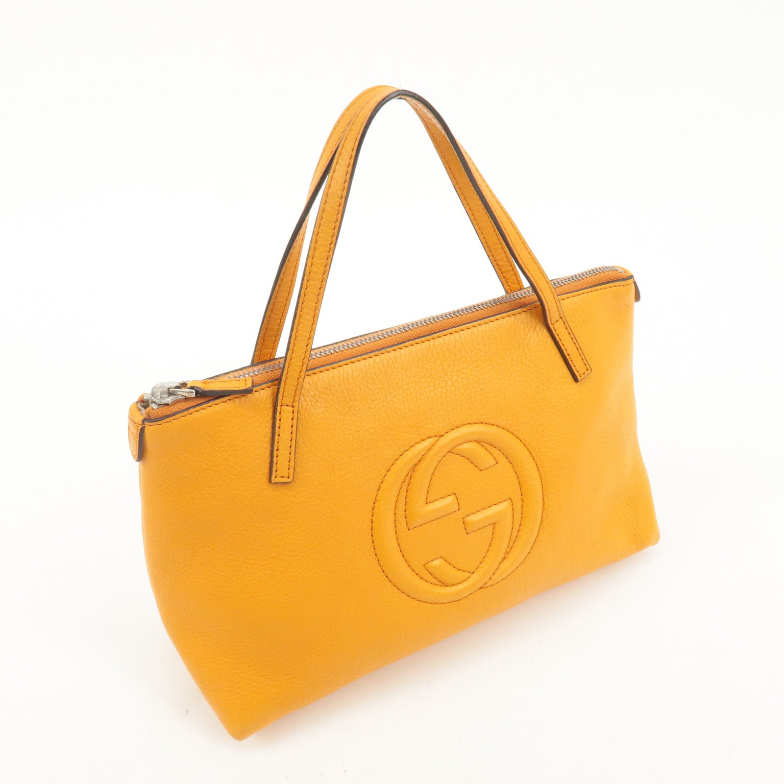 GUCCI Children SOHO Leather Tote Bag Hand Bag Orange 340618 Used