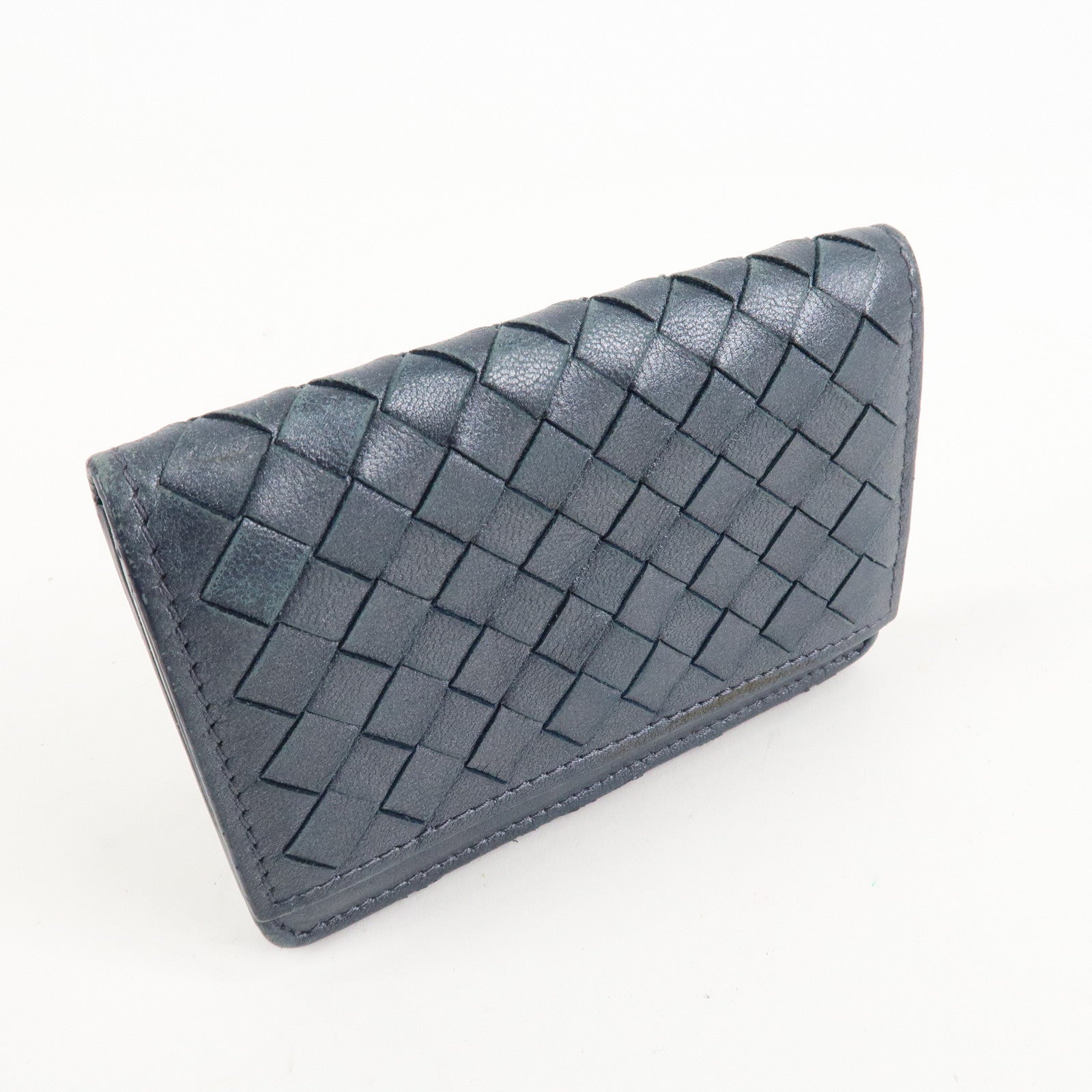 BOTTEGA VENETA Intrecciato Leather Card Case Gray 133945 Used