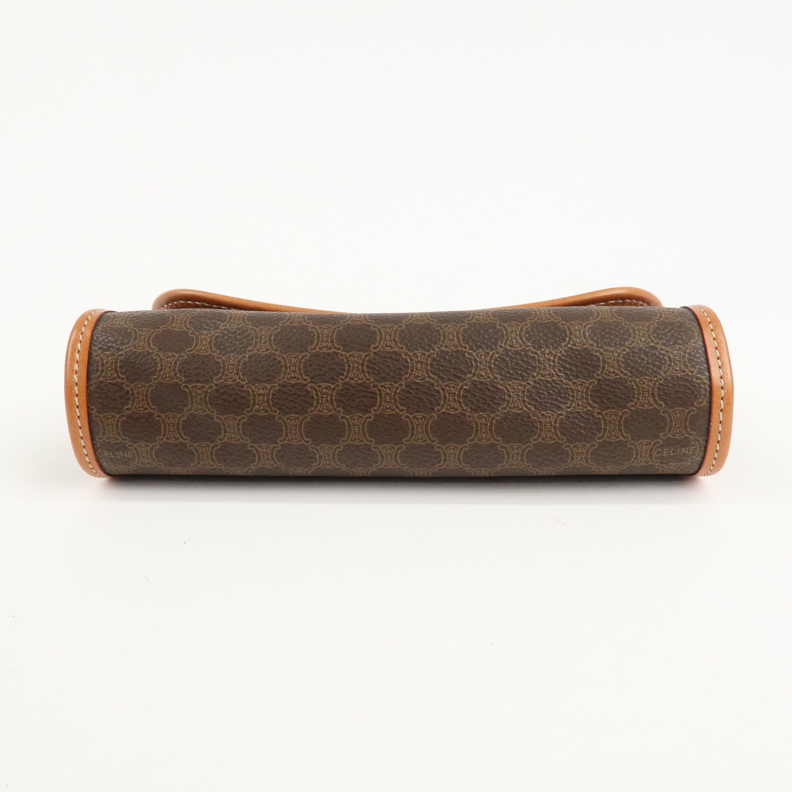 CELINE Macadam PVC Leather Pouch Cosmetic Pouch Brown Used