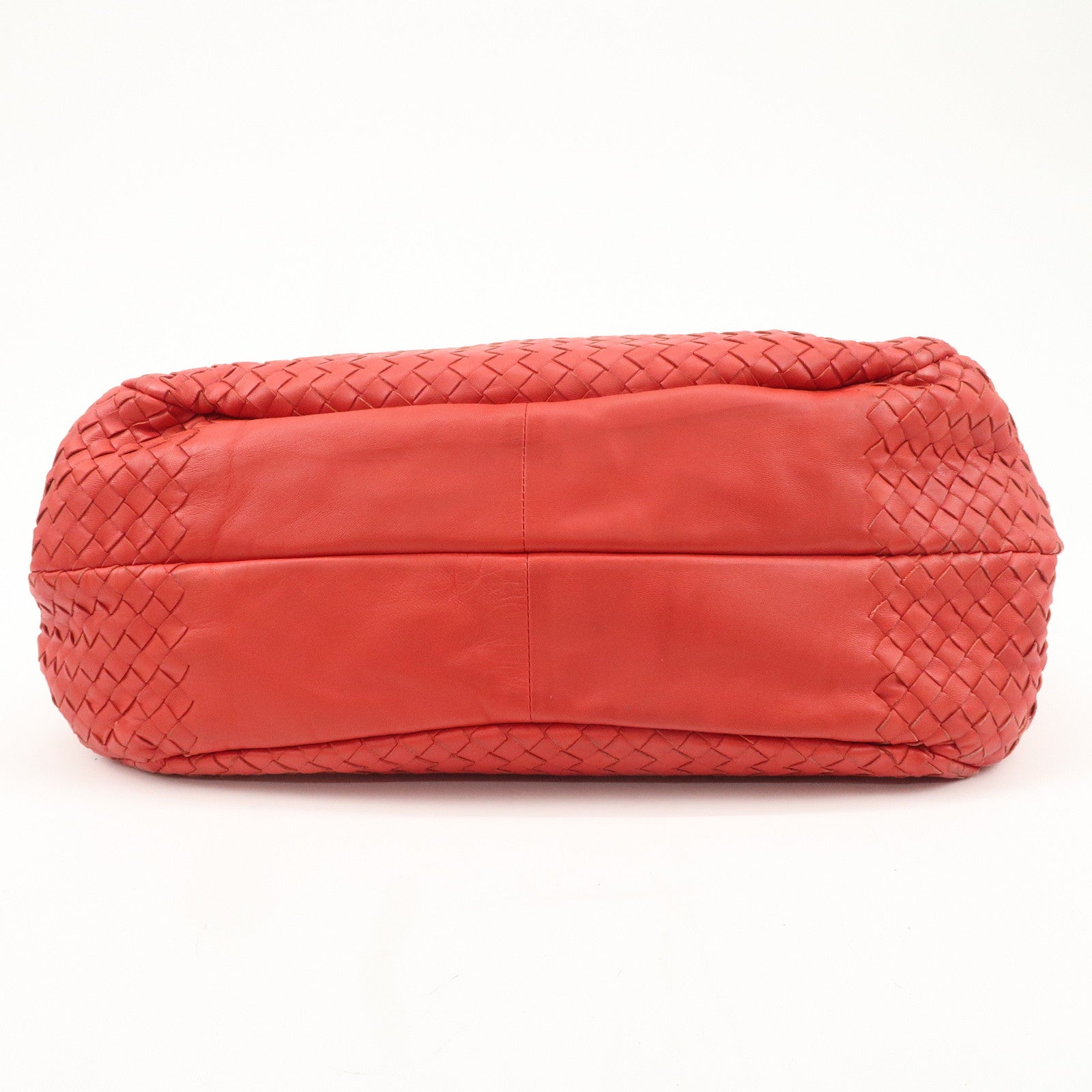 BOTTEGA VENETA Intrecciato Leather Campana Toto Bag Shoulder Bag Red Used