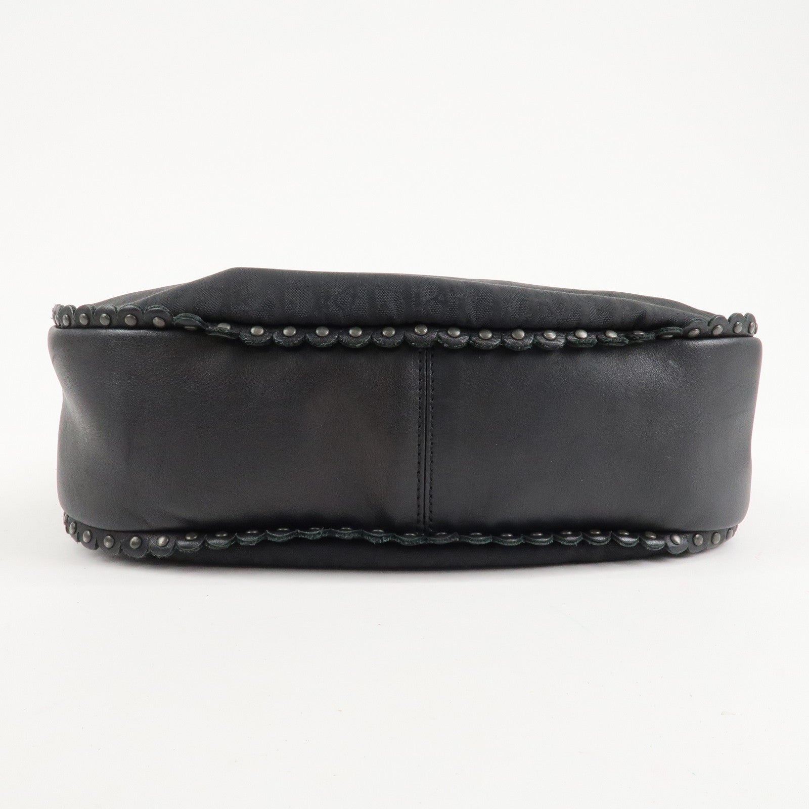 BVLGARI Logo Mania Canvas Leather Tote Bag Shoulder Bag Black Used