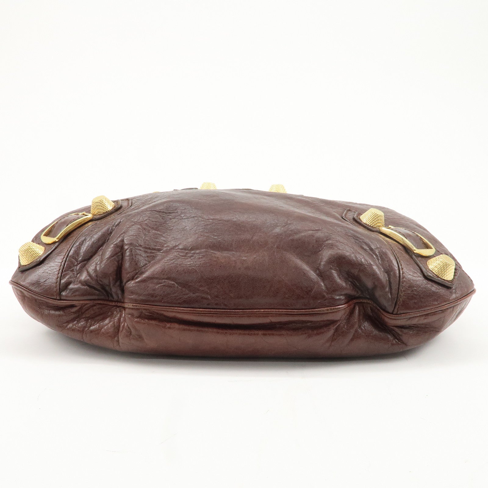 BALENCIAGA Leather Shoulder Bag Brown 497717 Used