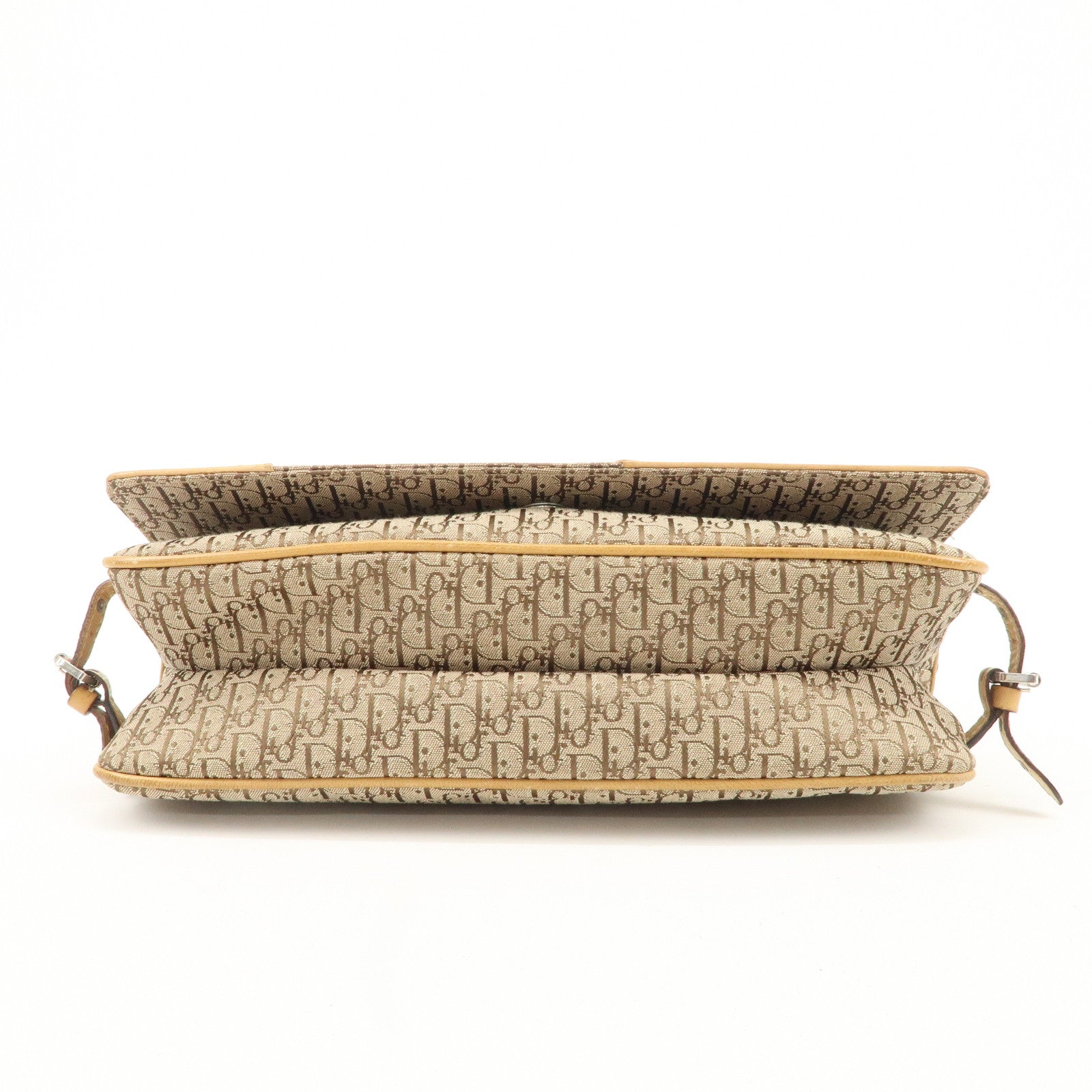 Christian Dior Trotter Canvas Leather Shoulder Bag Beige Used