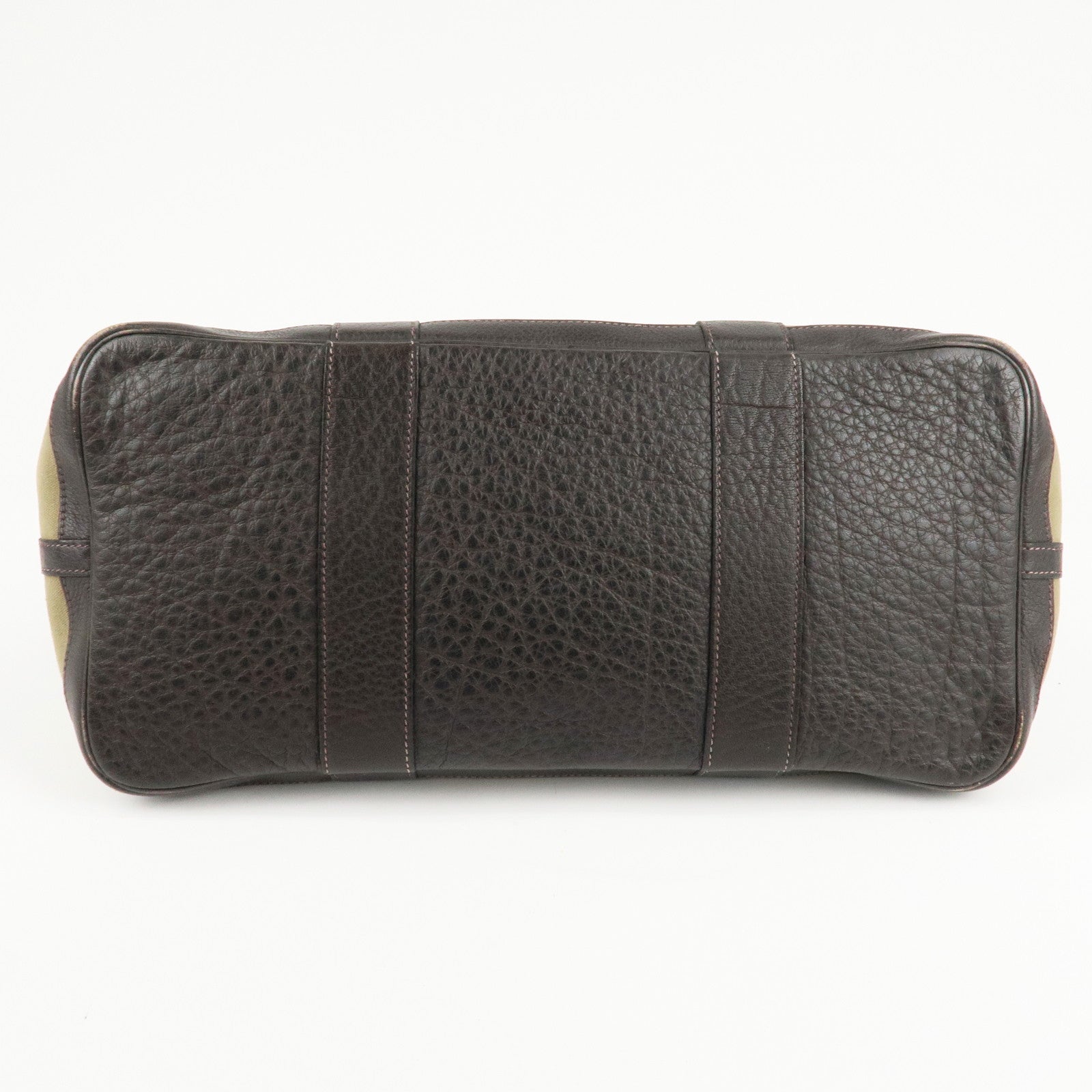 HERMES ToileOfficier Garden Party PM T Stamped Tote Bag Khaki Used