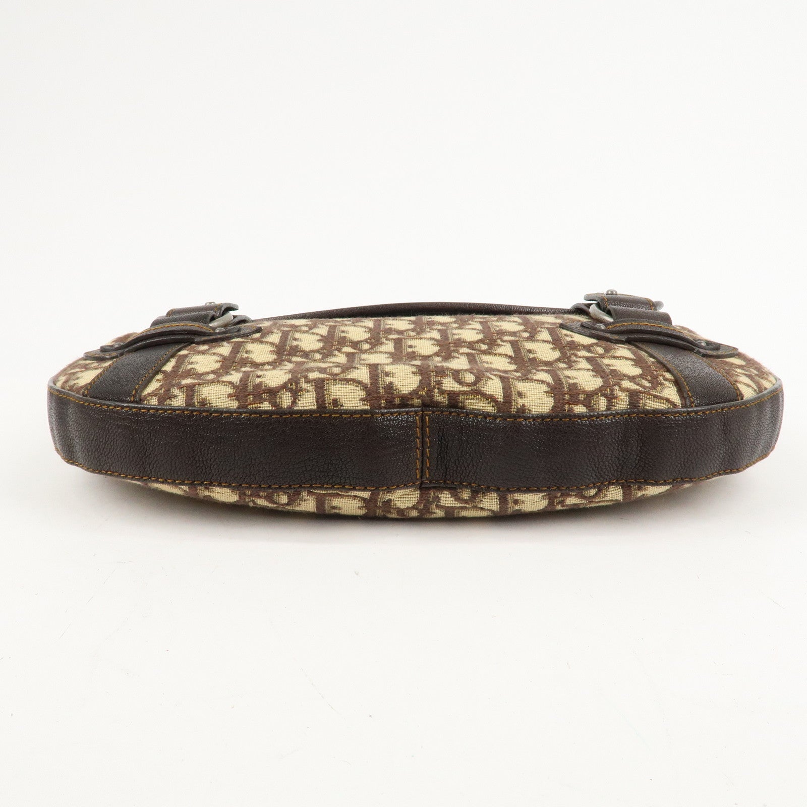 Christian Dior Trotter Canvas Leather Shoulder Bag Brown Used