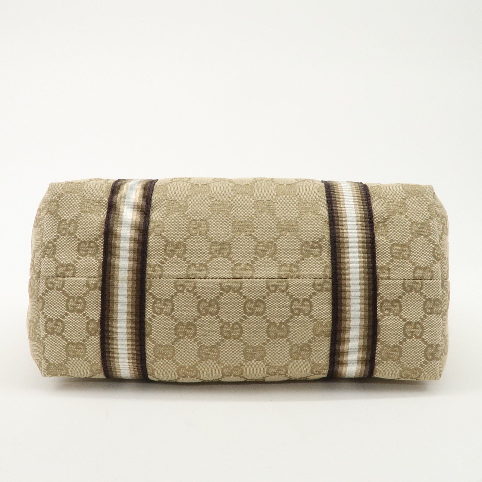 GUCCI Sherry GG Canvas Leather Tote Bag Beige Gold 137396 Used