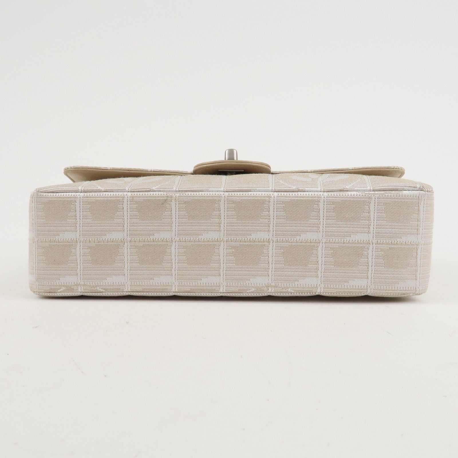 CHANEL Travel Line Chocolate Bar Nylon Jacquard Chain Bag A15285 Used