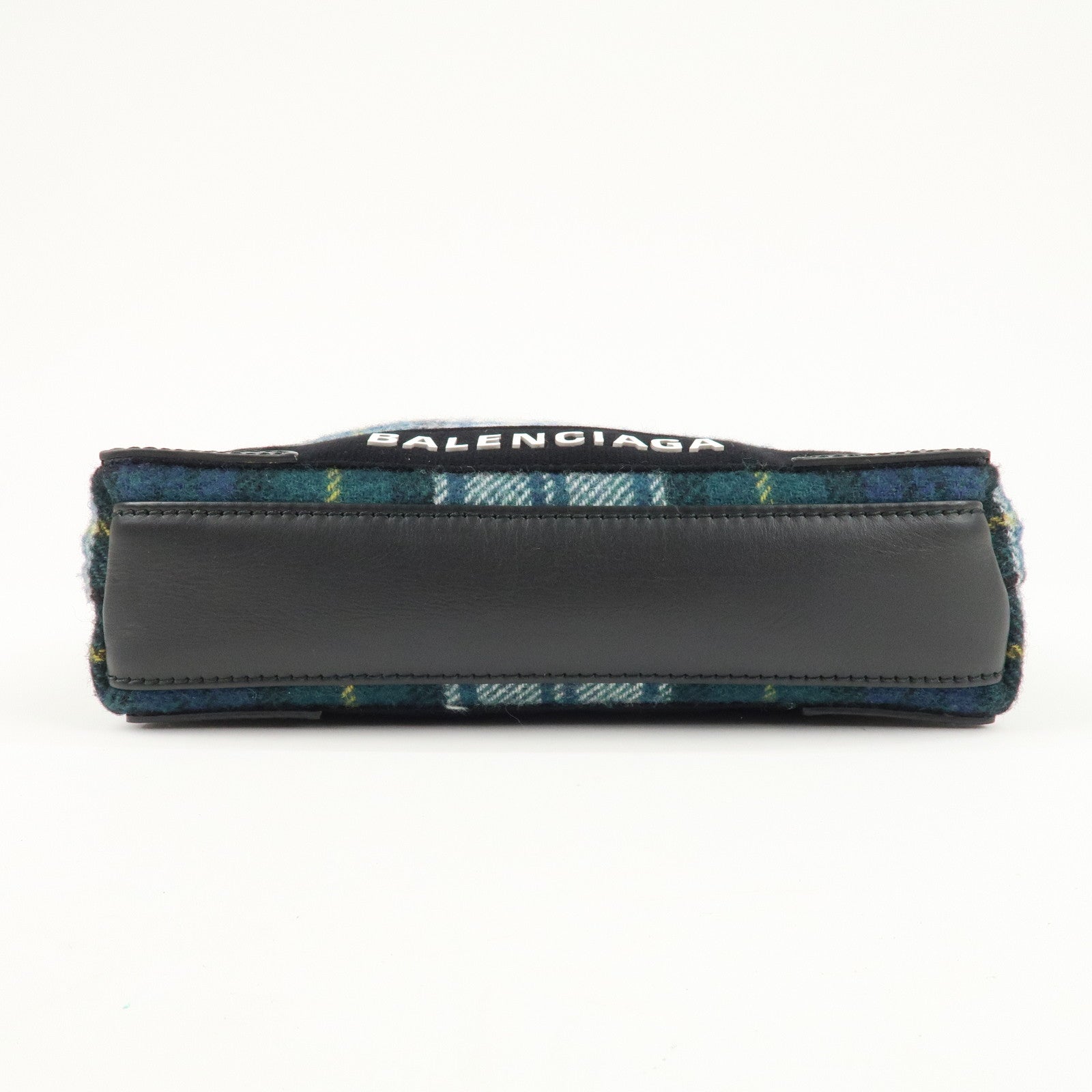 BALENCIAGA Wool Leather Navy Cabas XS Hand Bag Tote Bag 390346 Used