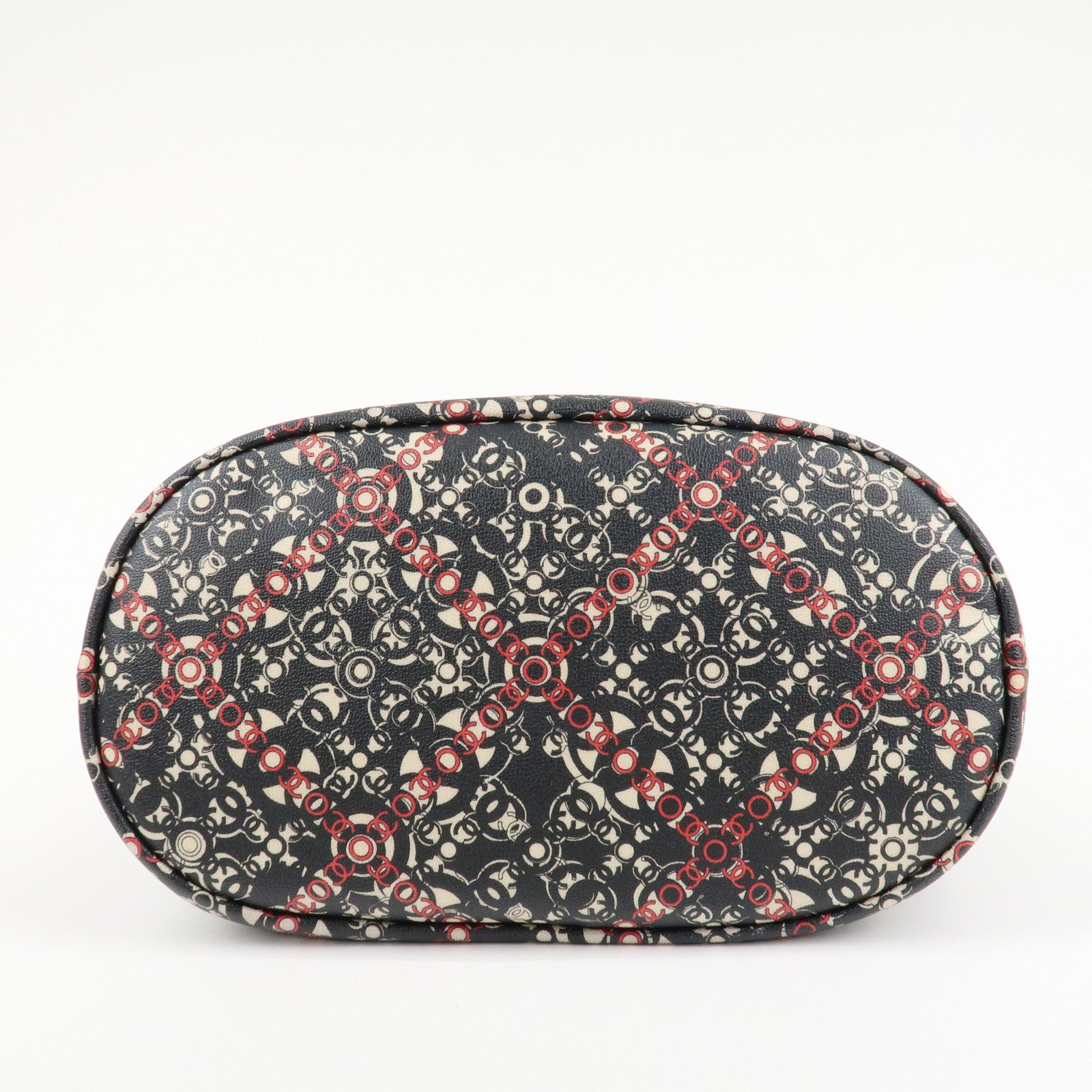 CHANEL COCO Travel PVC Leather Boston Bag Black Silver HDW Used