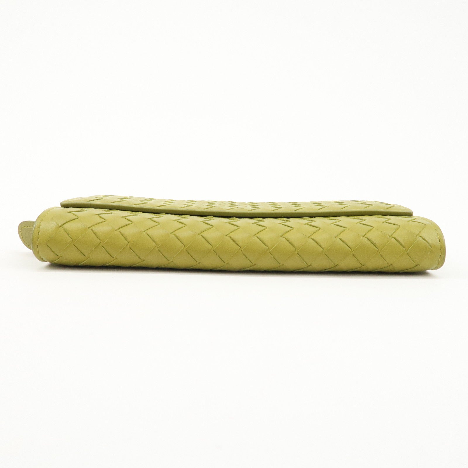 BOTTEGA VENETA Intrecciato Leather Bi-fold Long Wallet Yellow Used