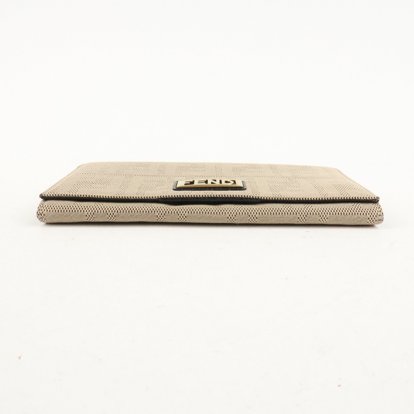FENDI Zucca Print Canvas Leather Long Wallet Brown 8M0000 Used