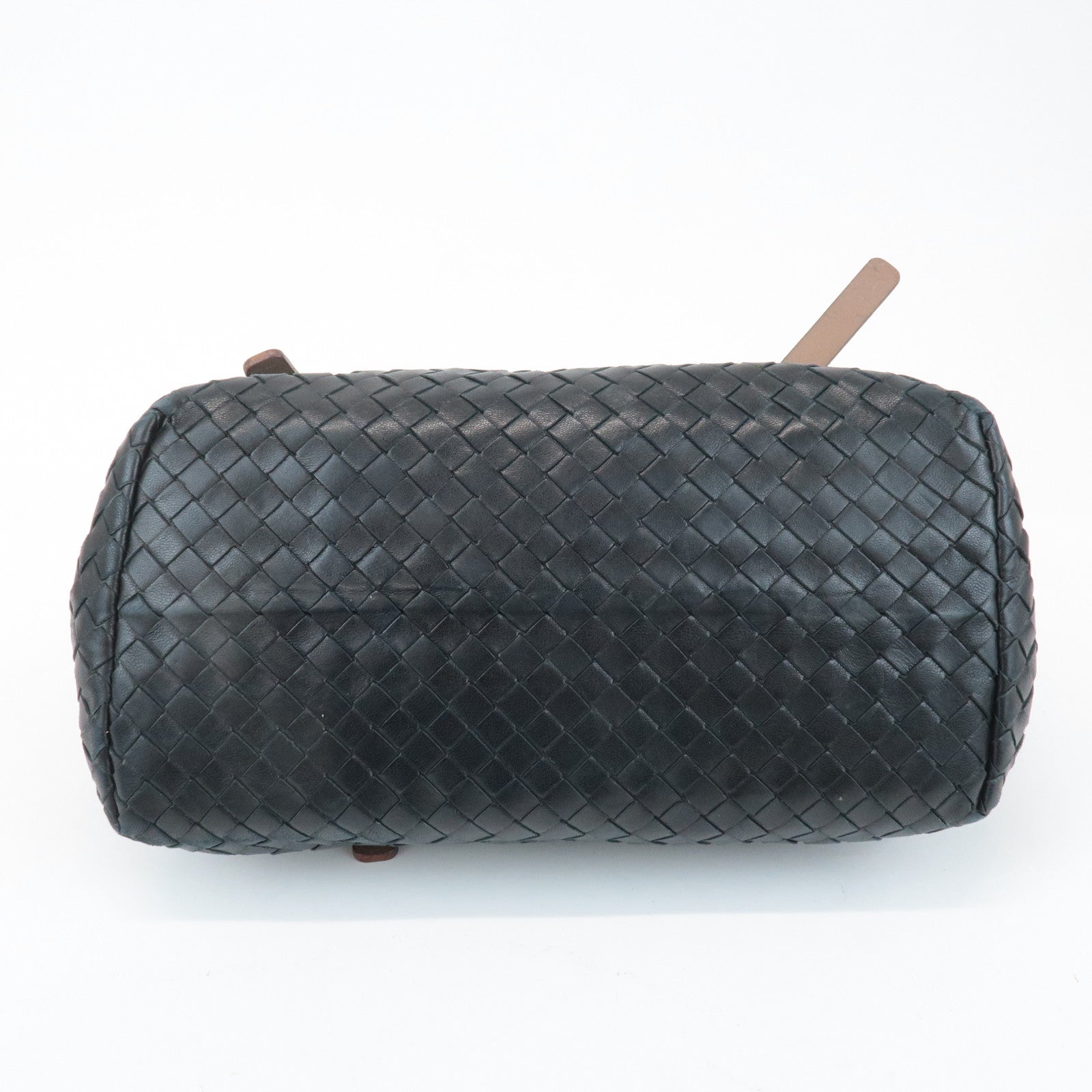 BOTTEGA VENETA Intrecciato Leather Tote Bag Balck Beige 169759 Used