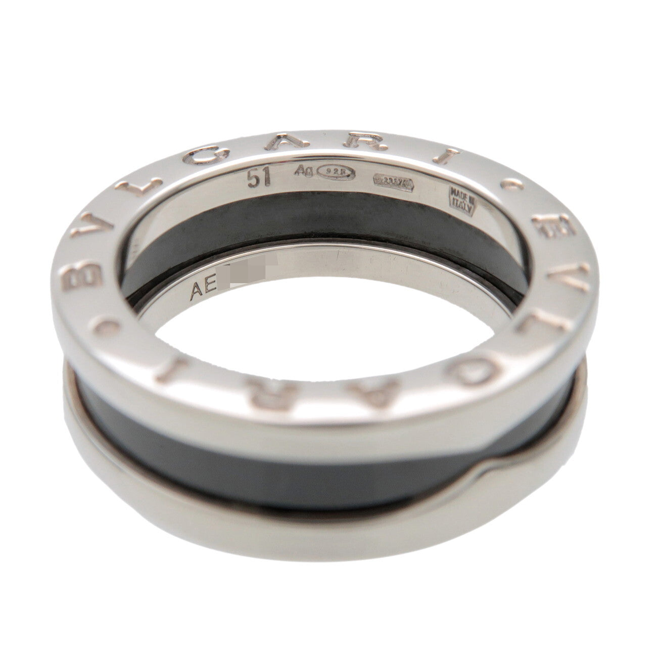 BVLGARI B-Zero1 Save the Children Ring SV925 Black Ceramic US5.5