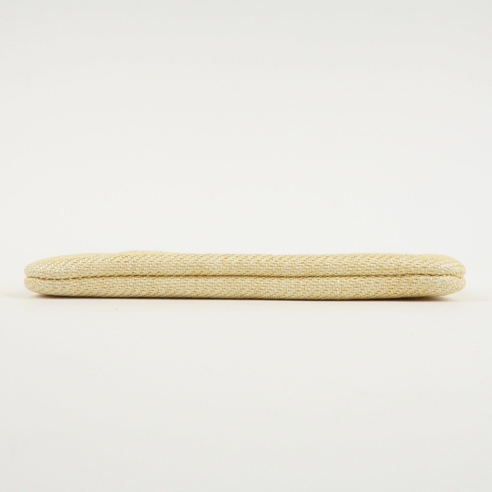 CHANEL Deauville Straw Clutch Bag Pouch Yellow A80117 Used