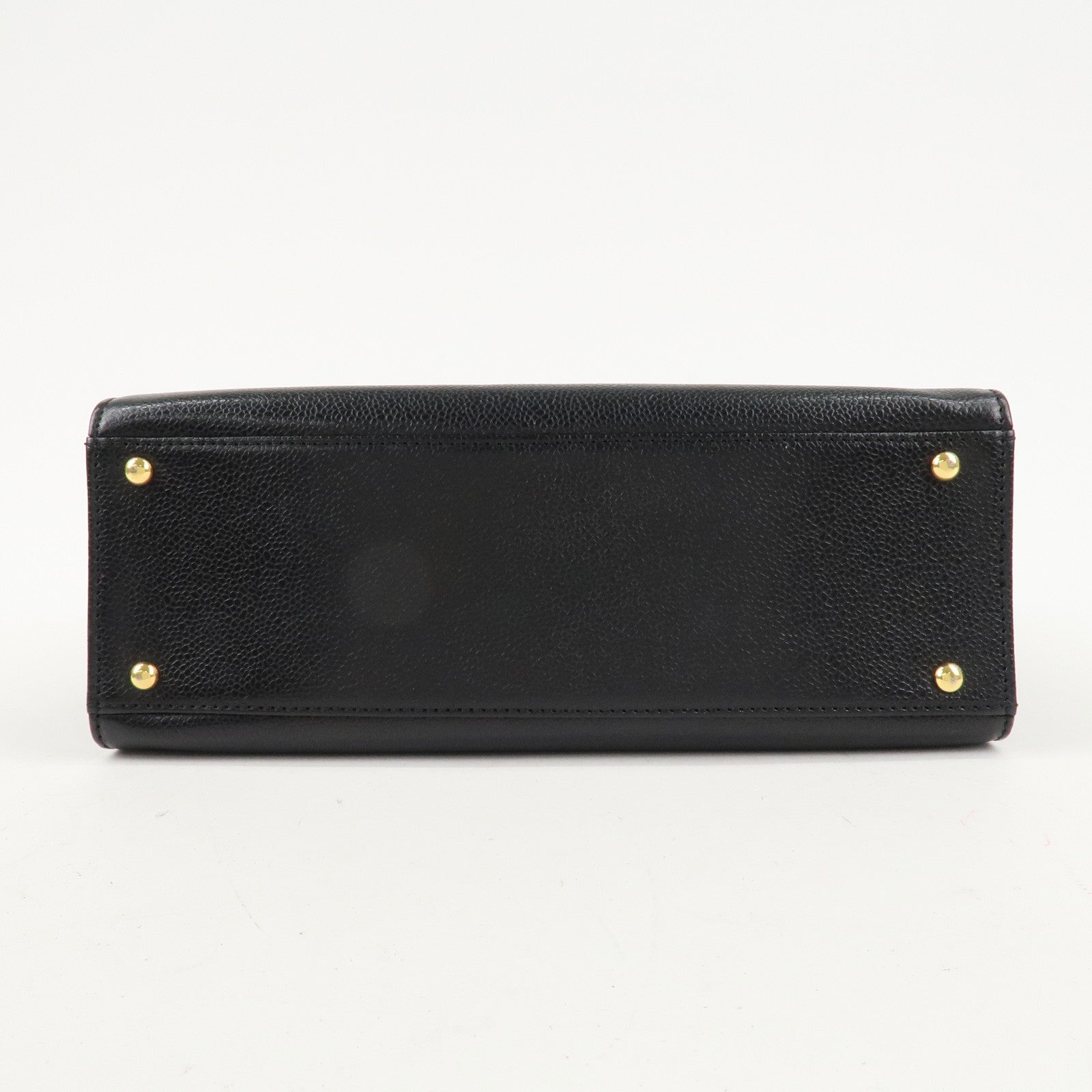 CHANEL COCO Mark Caviar Skin Chain Tote Bag Black Gold Used