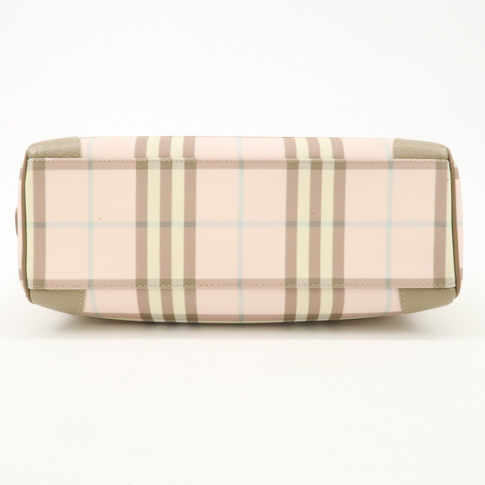 BURBERRY PVC Leather Nova Plaid Shoulder Bag Hand Bag Beige Pink Used