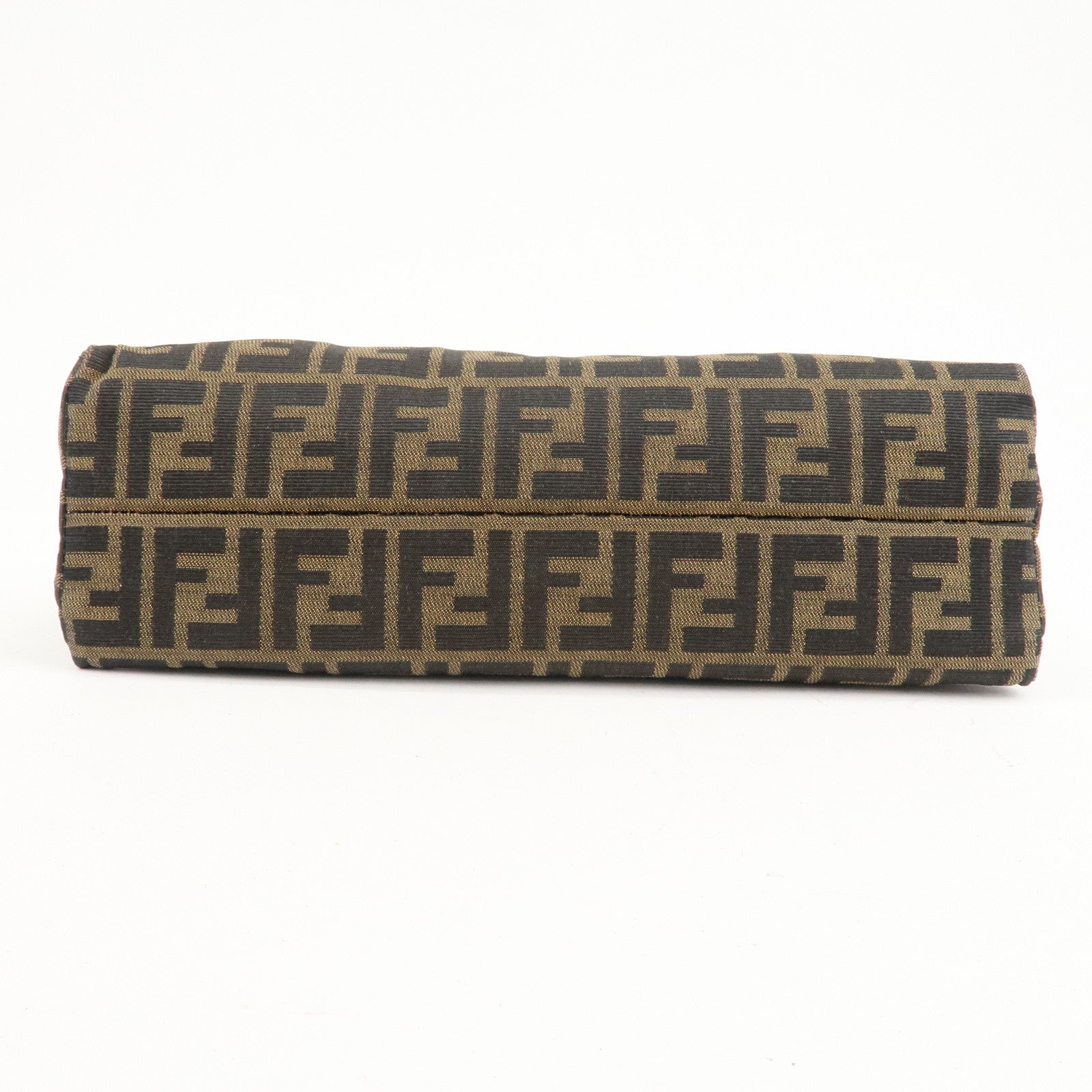 FENDI Zucca Canvas Leather Shoulder Bag Brown Black 9161150001 Used