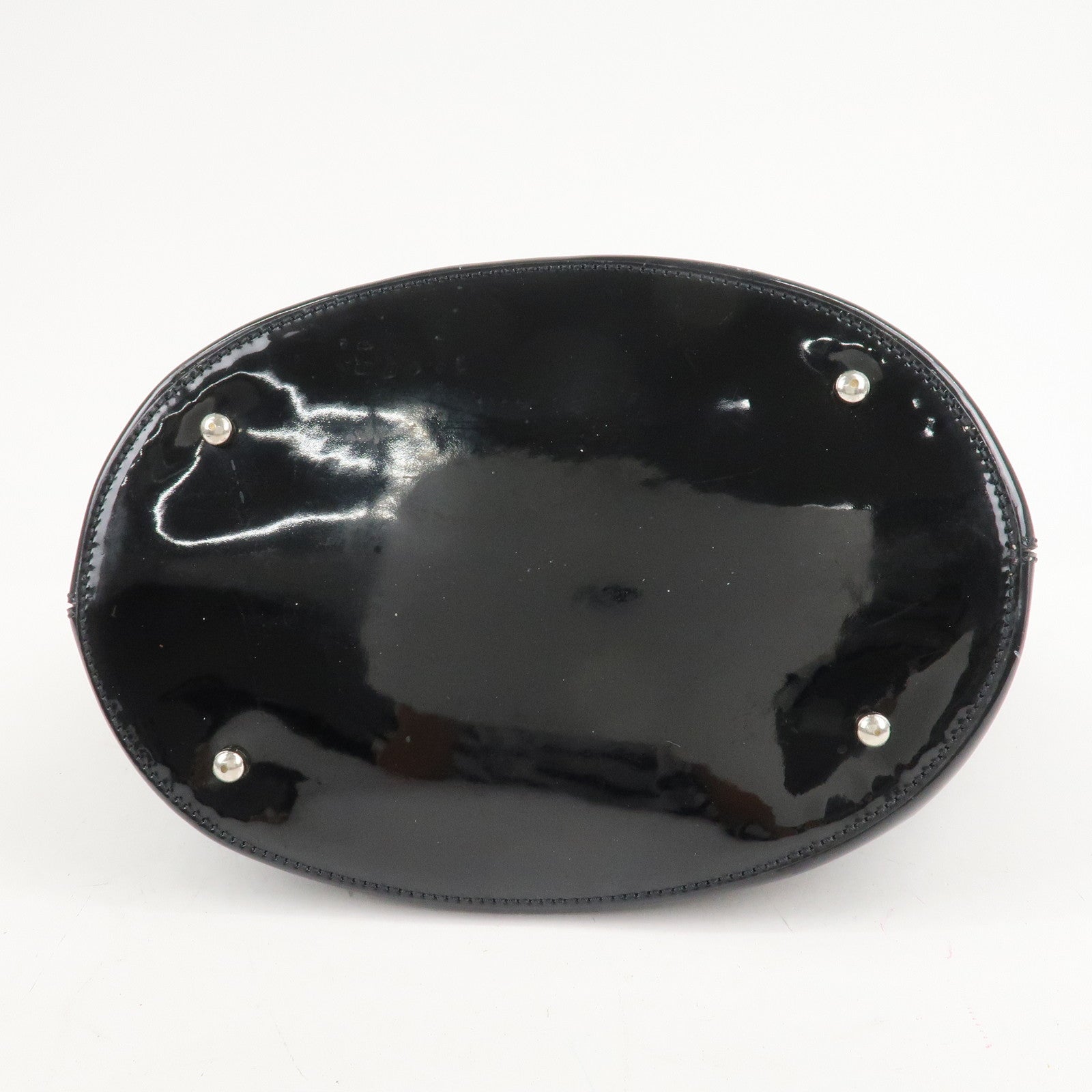 CHANEL COCO Mark No.5 Patent Leather Punching Hand Bag Black Used