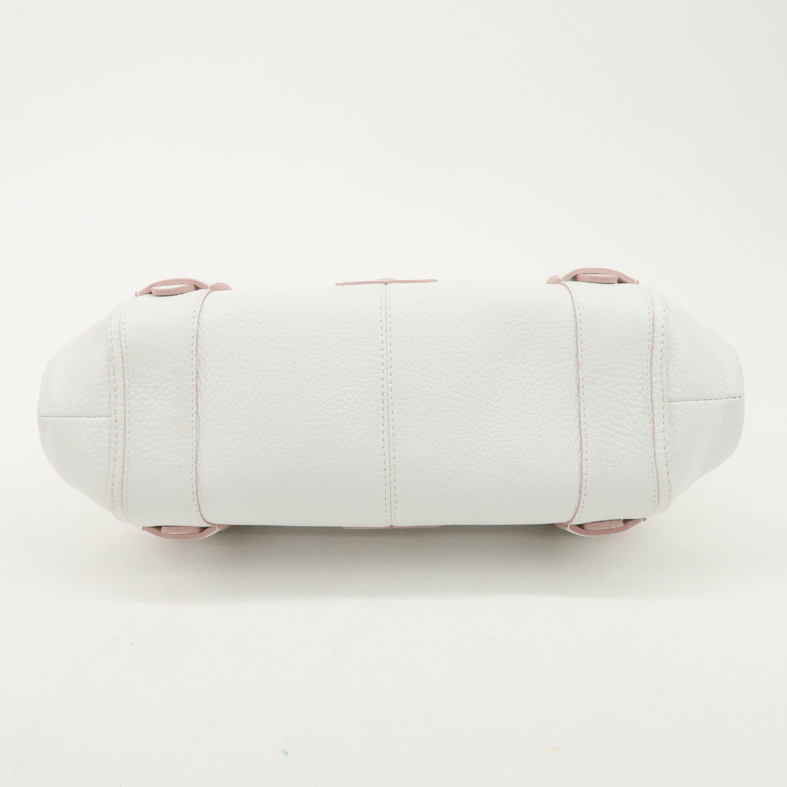 LOEWE Leather Senda Boston Bag Hand Bag White Used