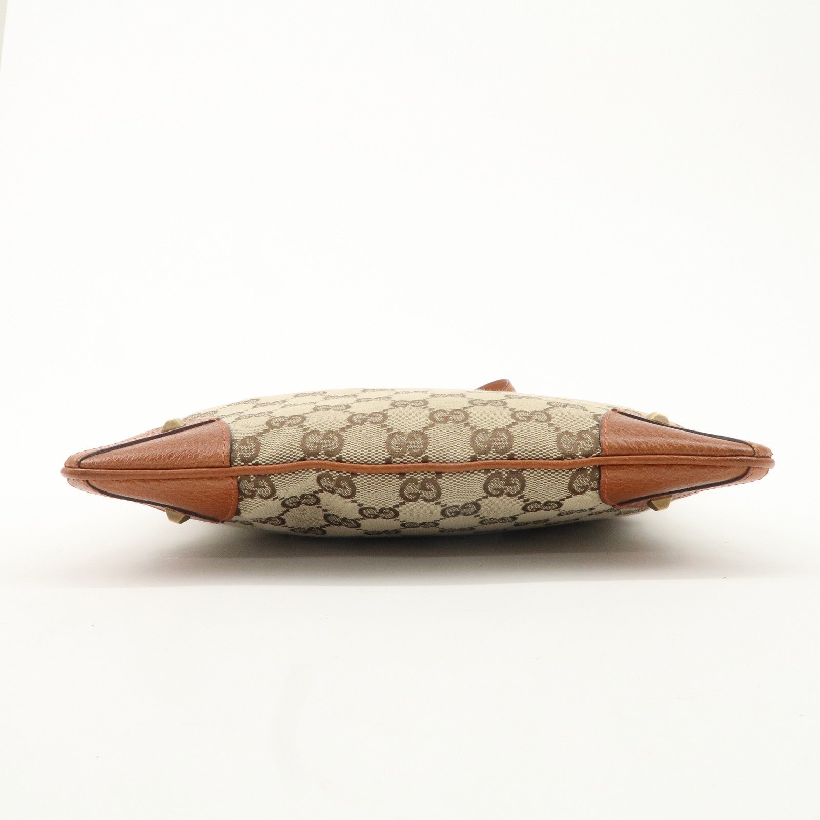 GUCCI GG Canvas Leather Shoulder Bag Brown 120893 Used