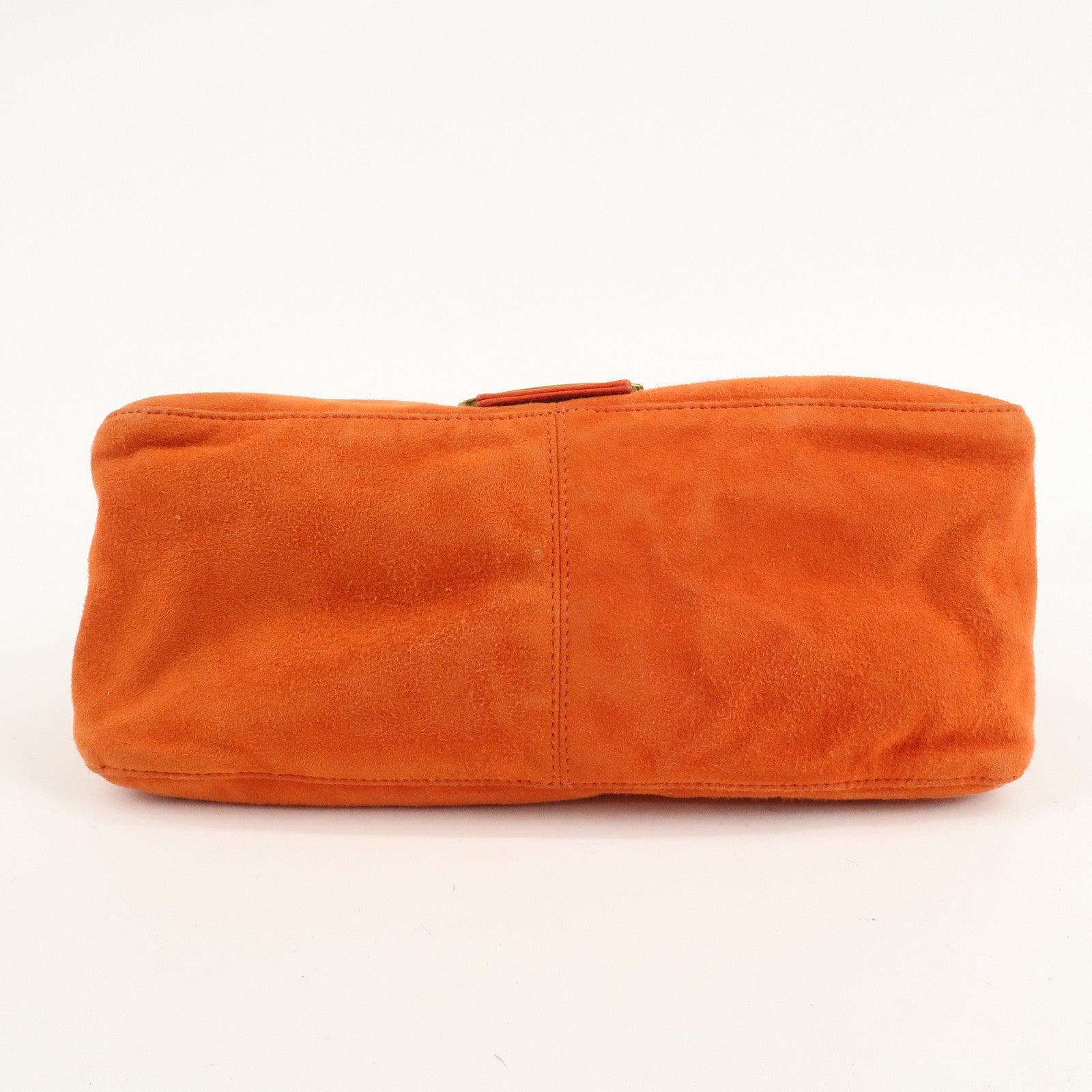 FENDI Mamma Baguette Suede Leather Shoulder Bag Orange 26325 Used