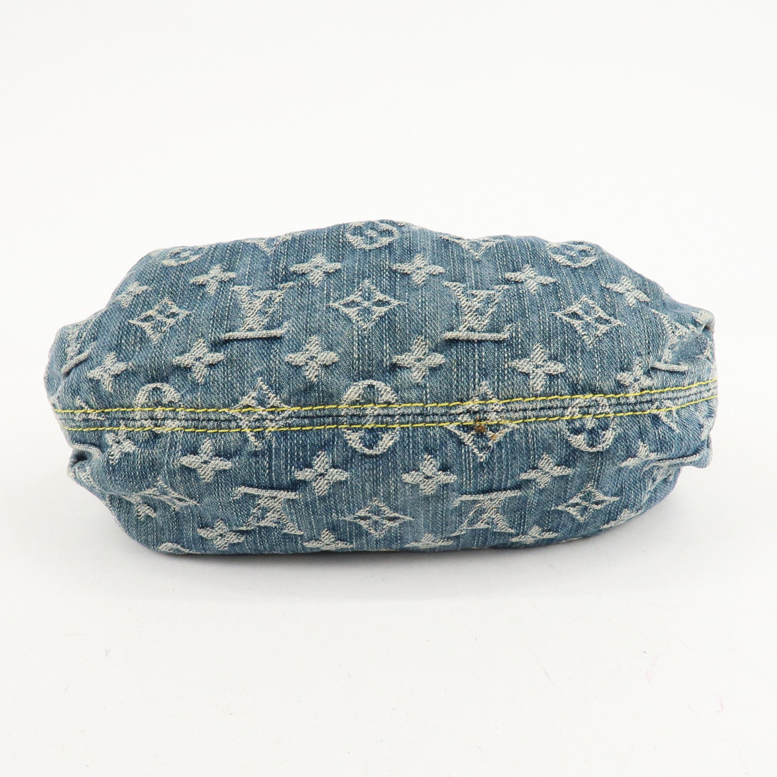 Louis Vuitton Monogram Denim Pleaty Hand Bag Blue M95020 Used